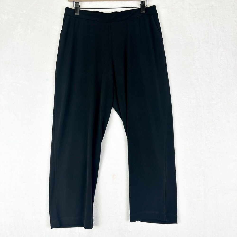 Clara Sunwoo Slinky Pull On Cropped Pants Size Large Black Travel Minimalist